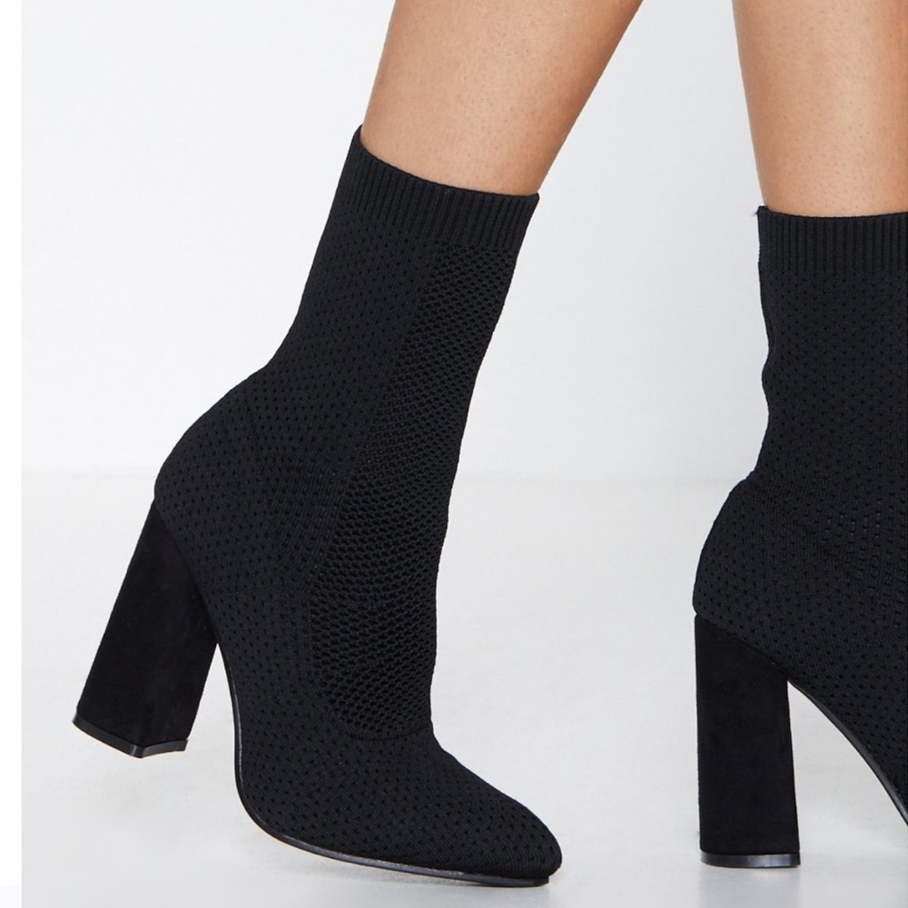 NastyGal Calf High Heeled Sock Boots